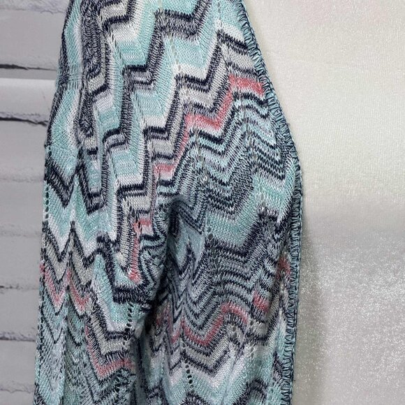 Vanity Chevron Fringe Hem Open Knit Cardigan – Size L Boho - Picture 2 of 8